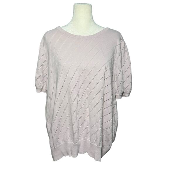 ModCloth Women's Sweater Knit Top Plus‎ Size 1X Lilac Puff Short Sleeves Blouse - Picture 1 of 9